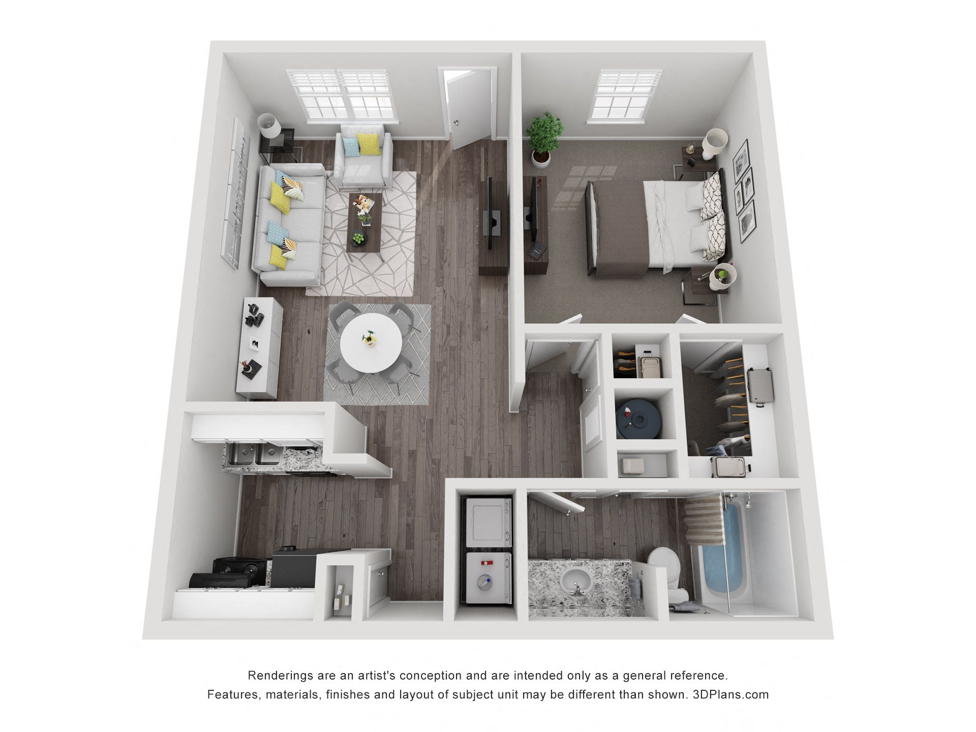 Floor plan layout diagram for 1x1 B TC 60 Elite